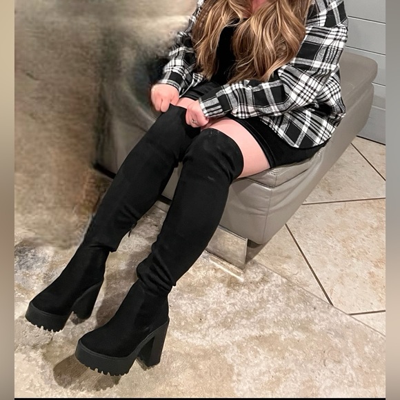 FAUX SUEDE OVER THE KNEE BOOTS - Picture 4 of 6